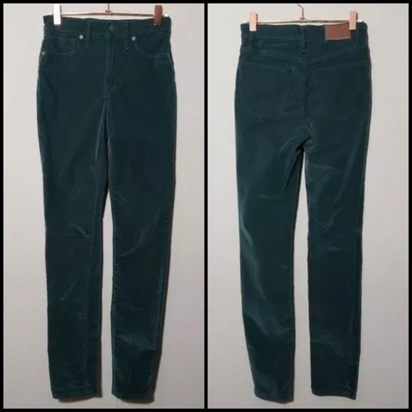 Madewell Spruce Green Velour High Rise Stretch 10” Skinny Pants - Picture 3 of 9